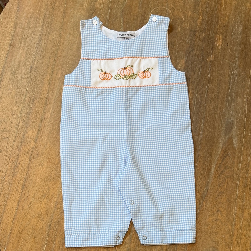 Sweet Dreams Light Blue Checkered Overalls